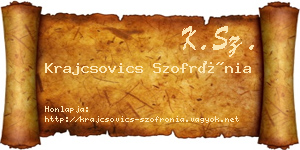 Krajcsovics Szofrónia névjegykártya